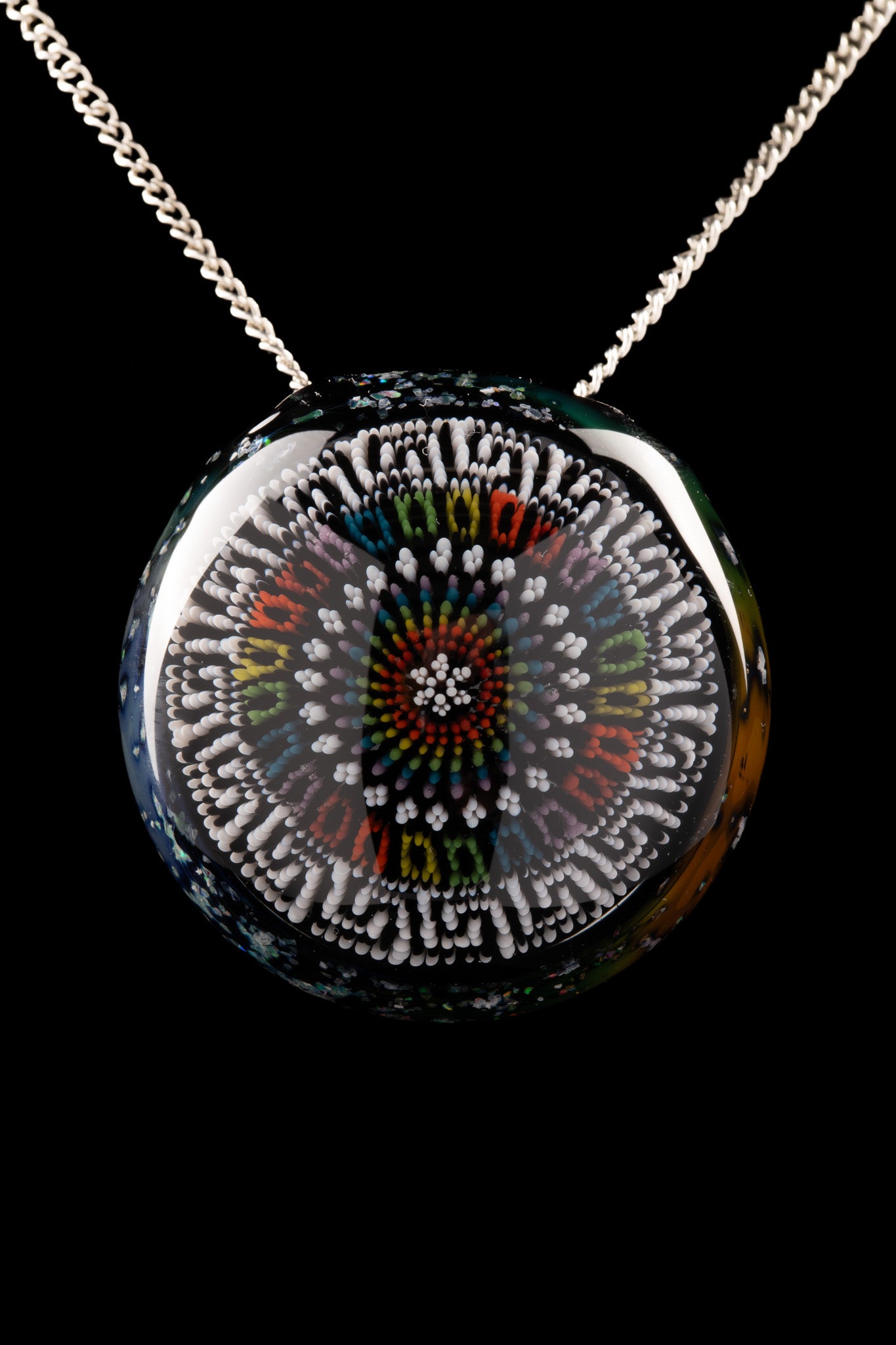 Steve H Glass - Space Tech Mandala W/ Detailed  Border Pendant