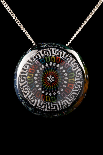 Steve H Glass - Space Tech Mandala W/ Detailed  Border Pendant