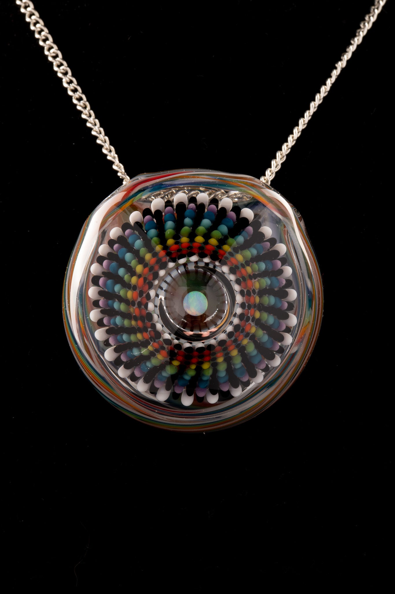 Steve H Glass x Reverend Morse - Hollow Rainbow Mandala Over Reverend Linework Pendant
