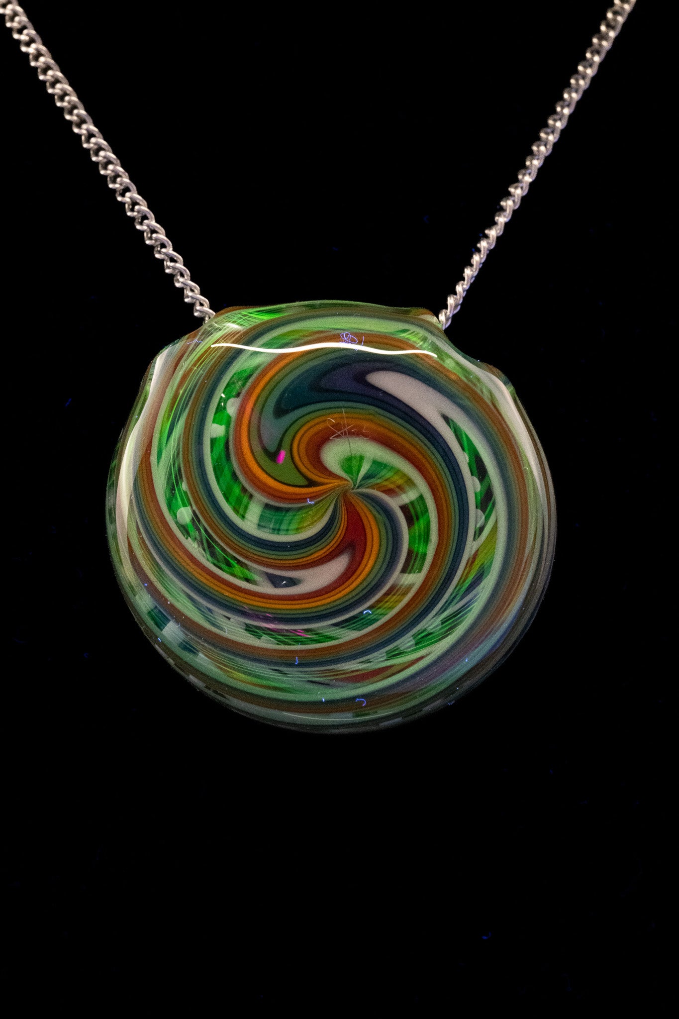 Steve H Glass x Reverend Morse - Hollow Rainbow Mandala Over Reverend Linework Pendant
