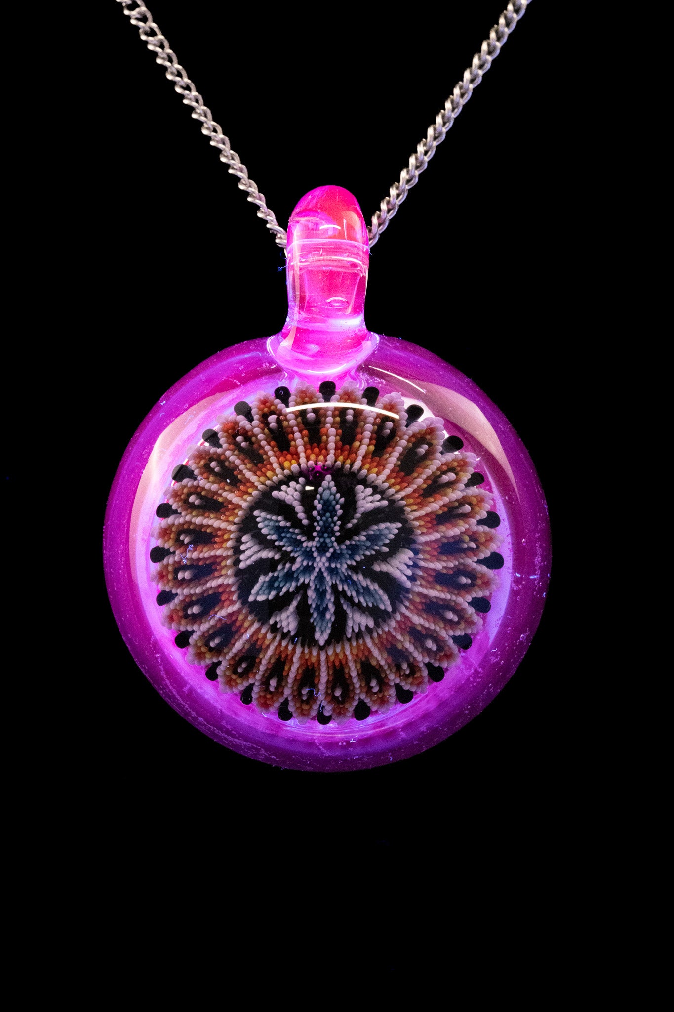 Steve H Glass - Blue UV Mandala Pendant