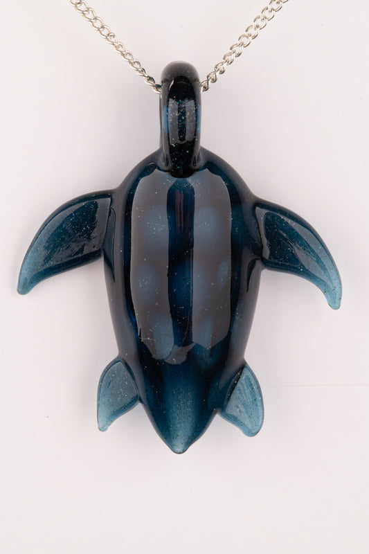 Steve H Glass - Blue Honeycomb Turtle Pendant