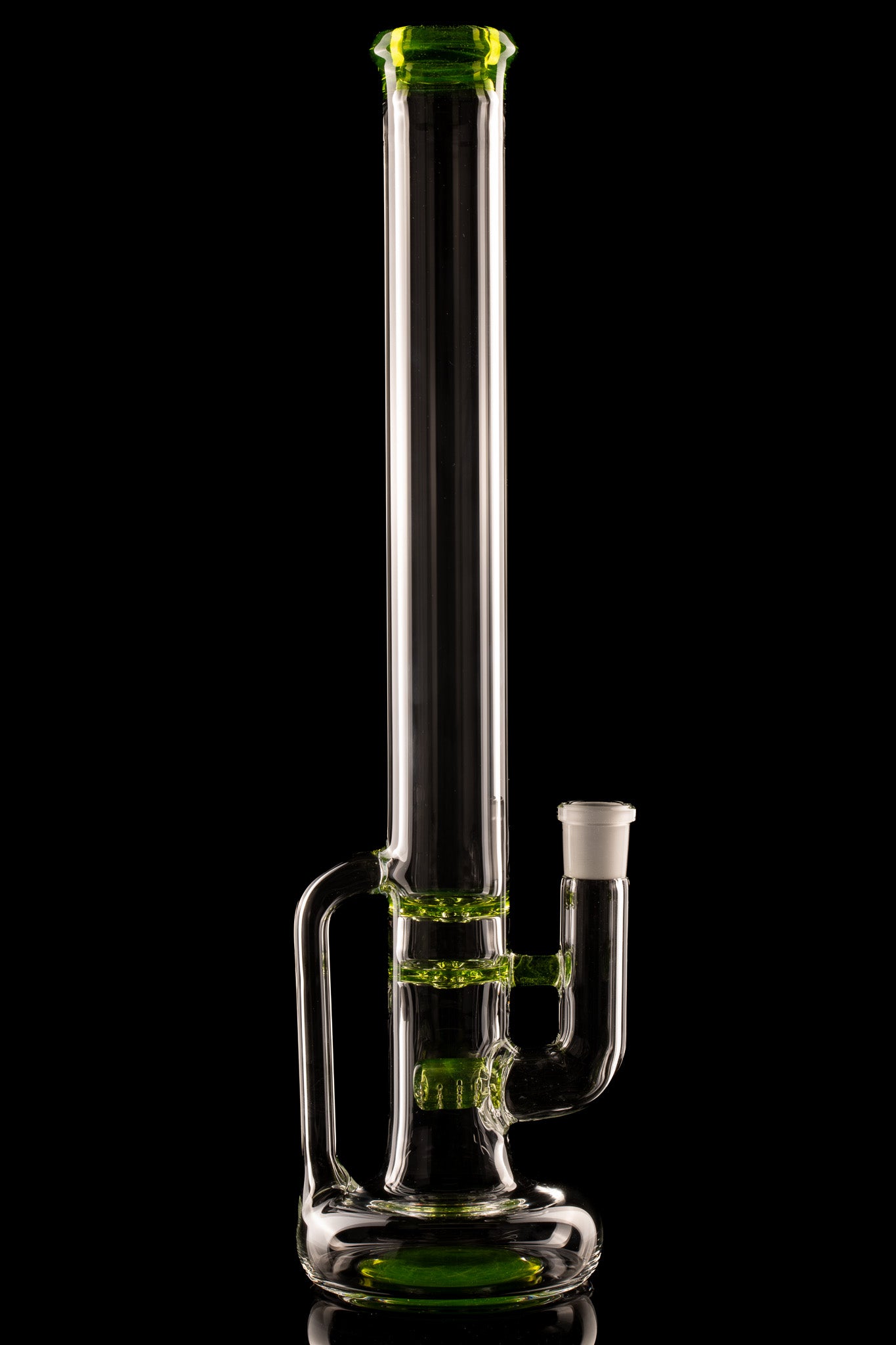 Green Belt Glass - Accented Hollowfoot Stem-Blooper W/ Drain - 1