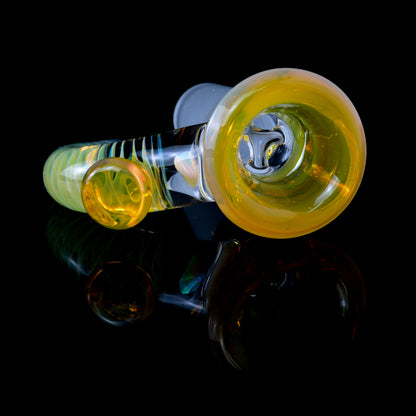 Jamms Glass - 14mm 3 Hole Single Colour Slide W/ Opal & Cane Handle - Ns Yellow