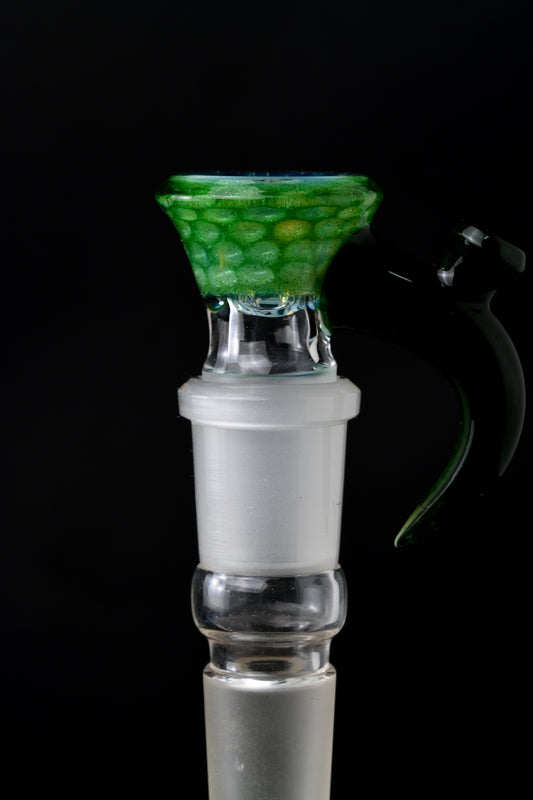 Jamms Glass - 18mm 4 Hole Honeycomb Slide - Green Stardust Over Ghost