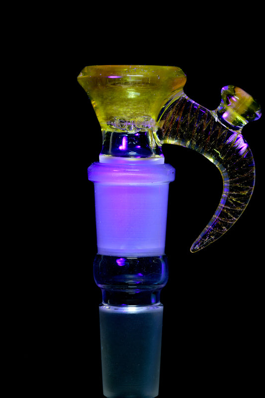 Jamms Glass - 18mm 4 Hole Single Colour Slide W/ Cane Handle - Pineapple Juice Over Icy White Satin