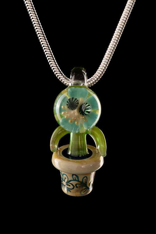 Evan Cals Glass Art - Flower Pot Pendant - 1