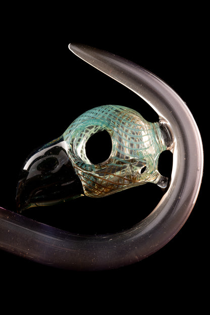 Thill Glassworks X Burtoni - 18mm 4-Hole Collab Carved Bird Skull Slide