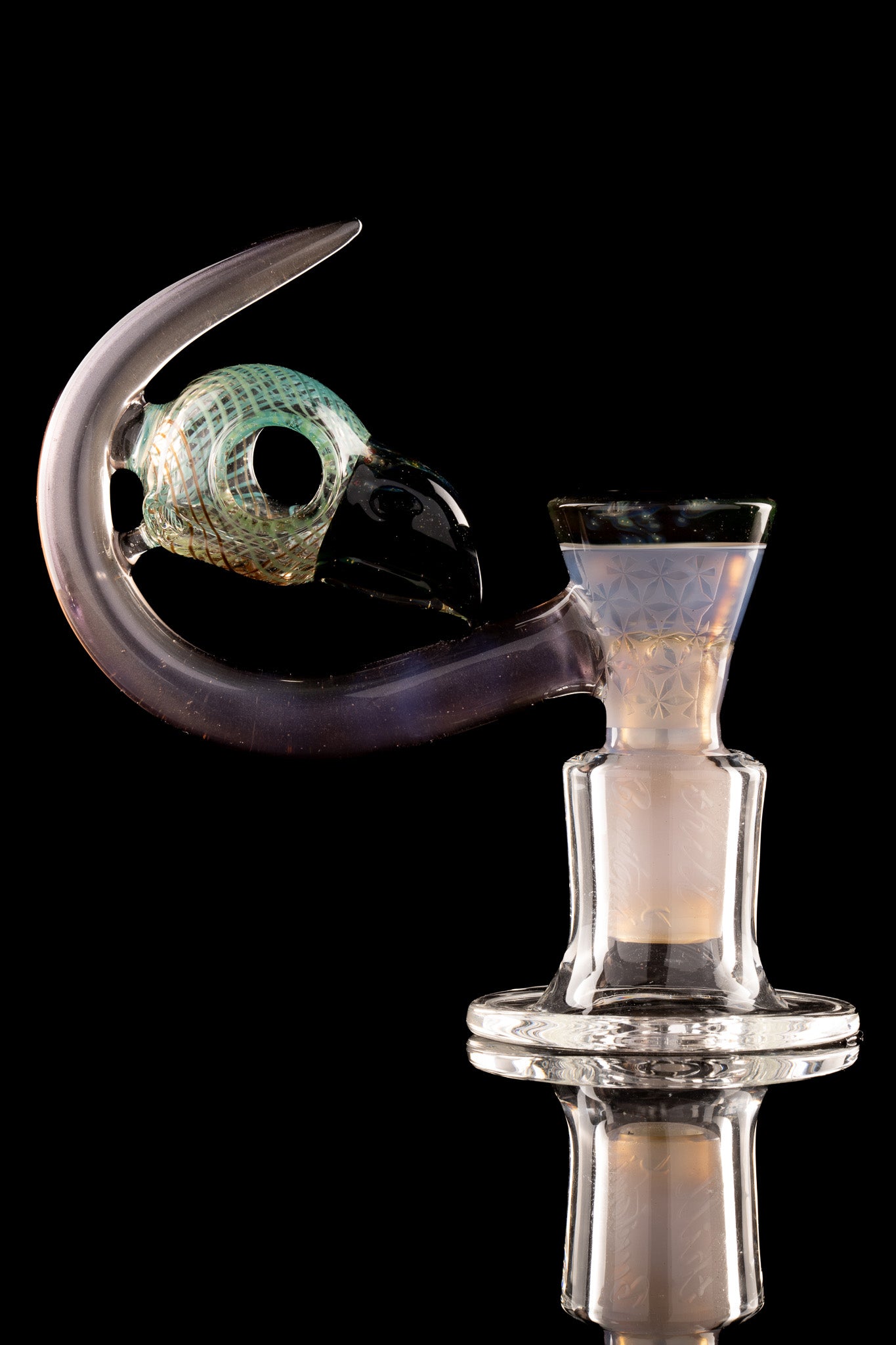 Thill Glassworks X Burtoni - 18mm 4-Hole Collab Carved Bird Skull Slide