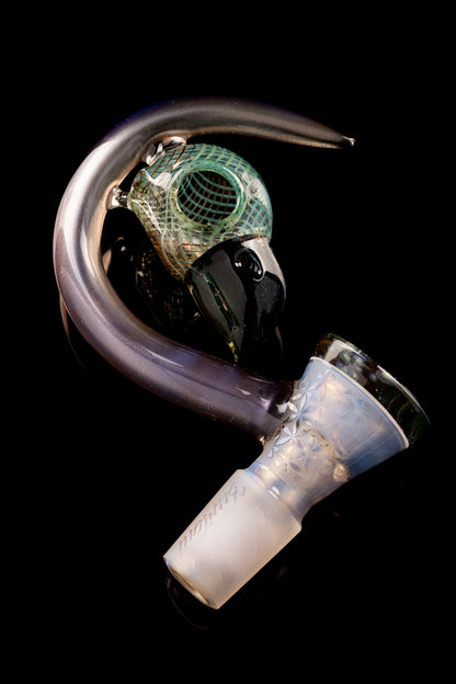 Thill Glassworks X Burtoni - 18mm 4-Hole Collab Carved Bird Skull Slide