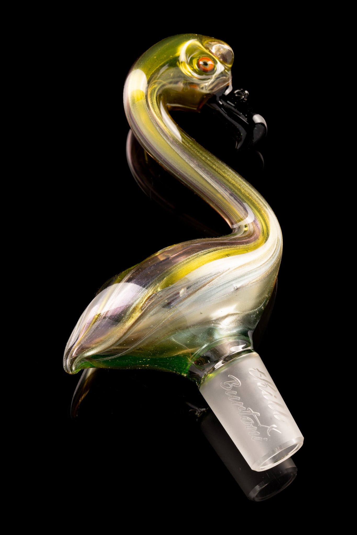 Thill Glassworks X Burtoni - 18mm 3-Hole Collab Worked Flamingo Slide