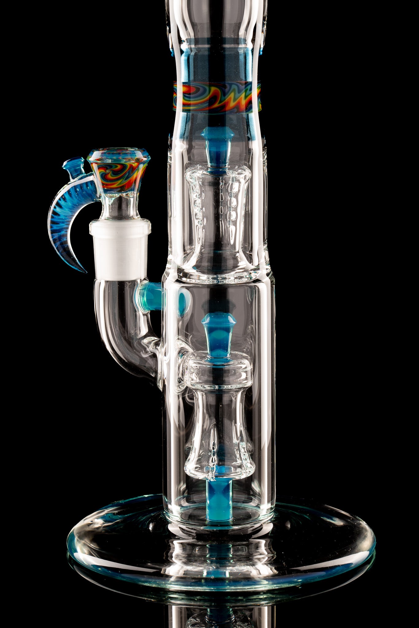 Jamms Glass - Double Diamond Perc Tube - Meta Terrania/Blue Stardust Wig Wag Encalmo