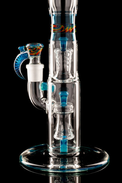 Jamms Glass - Double Diamond Perc Tube - Meta Terrania/Blue Stardust Wig Wag Encalmo