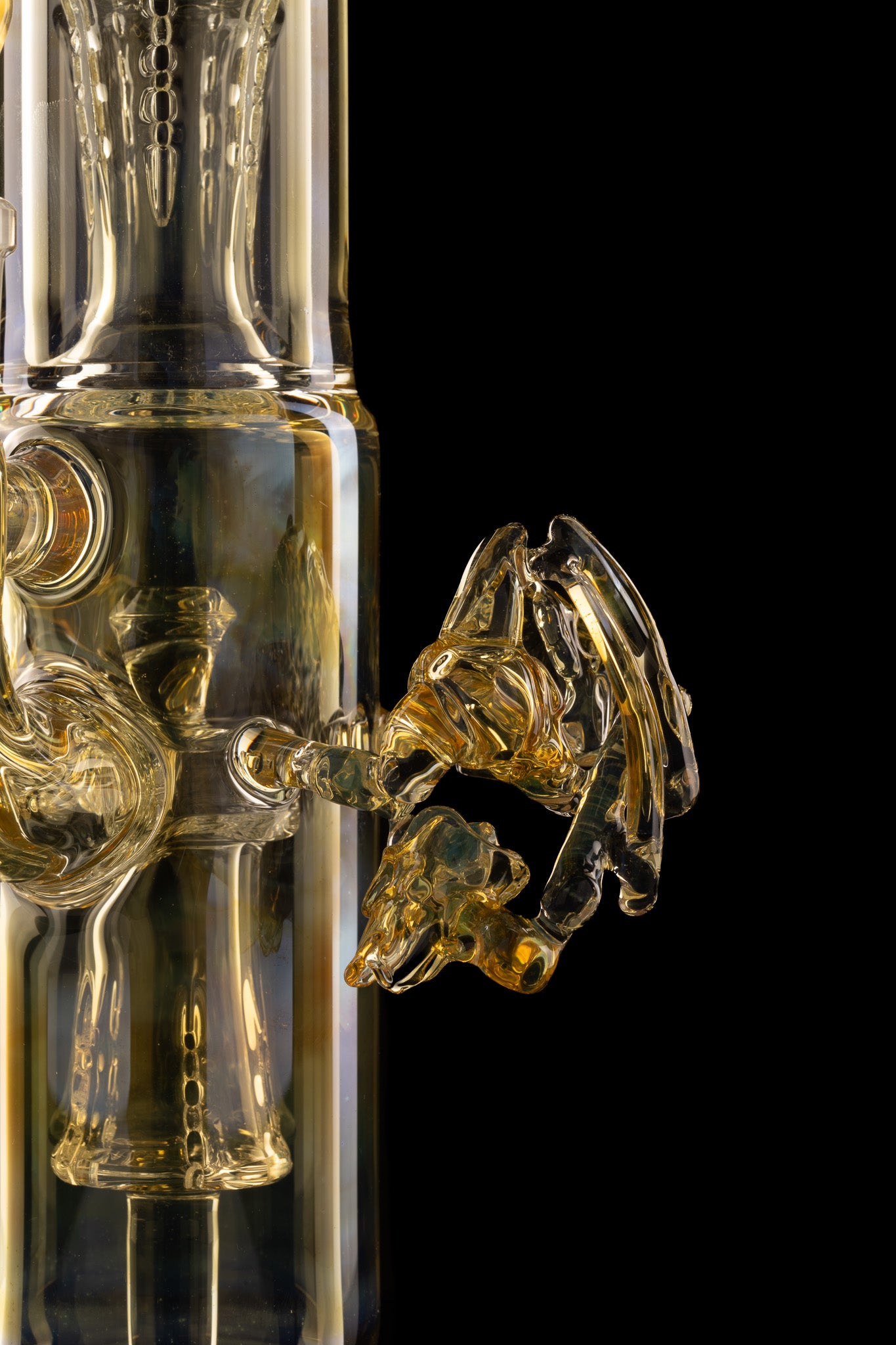 Jamms Glass x Woodtick - Double Diamond Perc Tube - Bones/Skulls w fumed section.