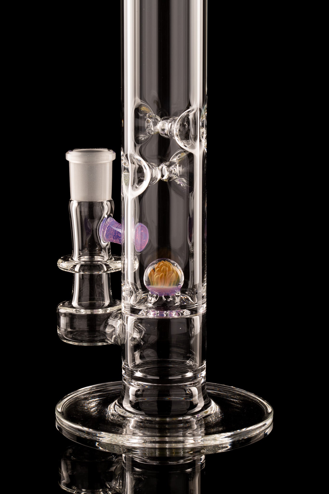 Discobox Glass - 44mm Marble Natty Perc Tube W/ 4 Pinch Splash Guard - 2