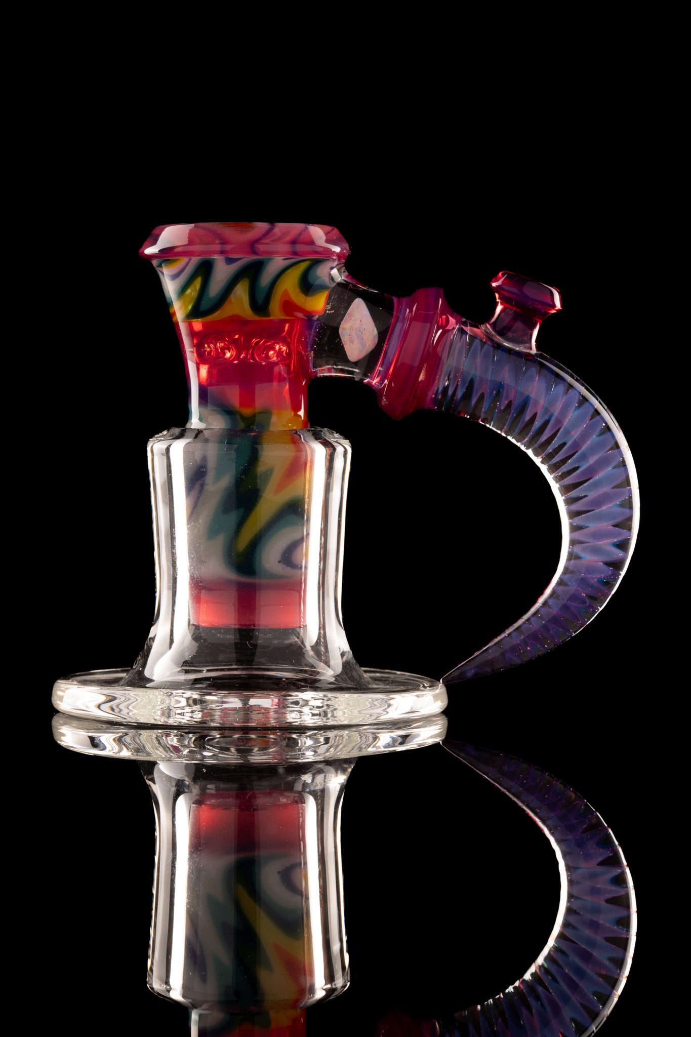 Jamms Glass - 18mm 4 Hole Fully Worked Slide - Telemagenta Encalmo