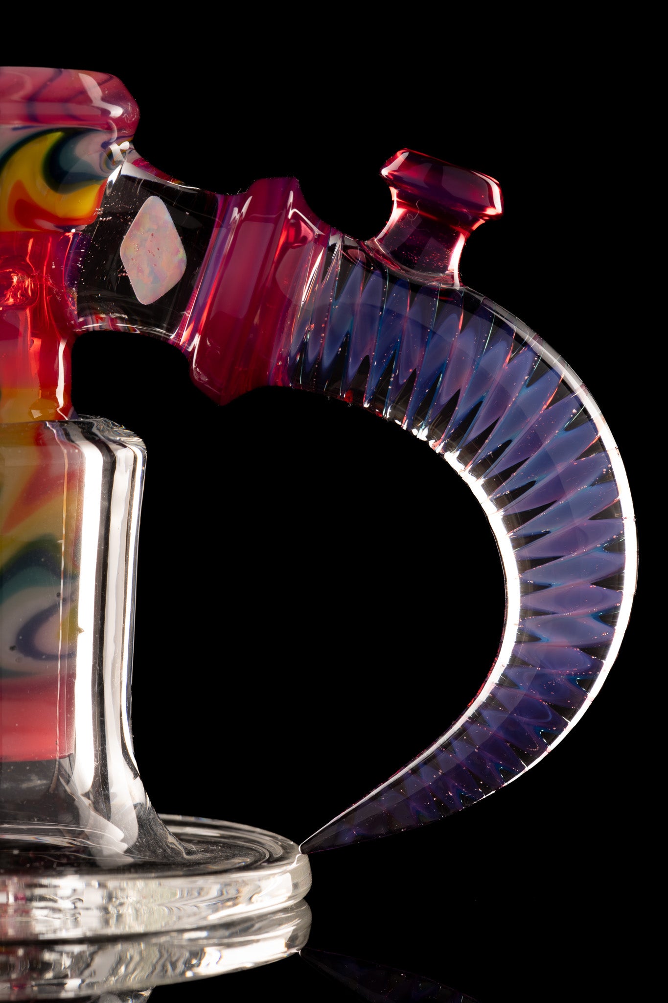 Jamms Glass - 18mm 4 Hole Fully Worked Slide - Telemagenta Encalmo