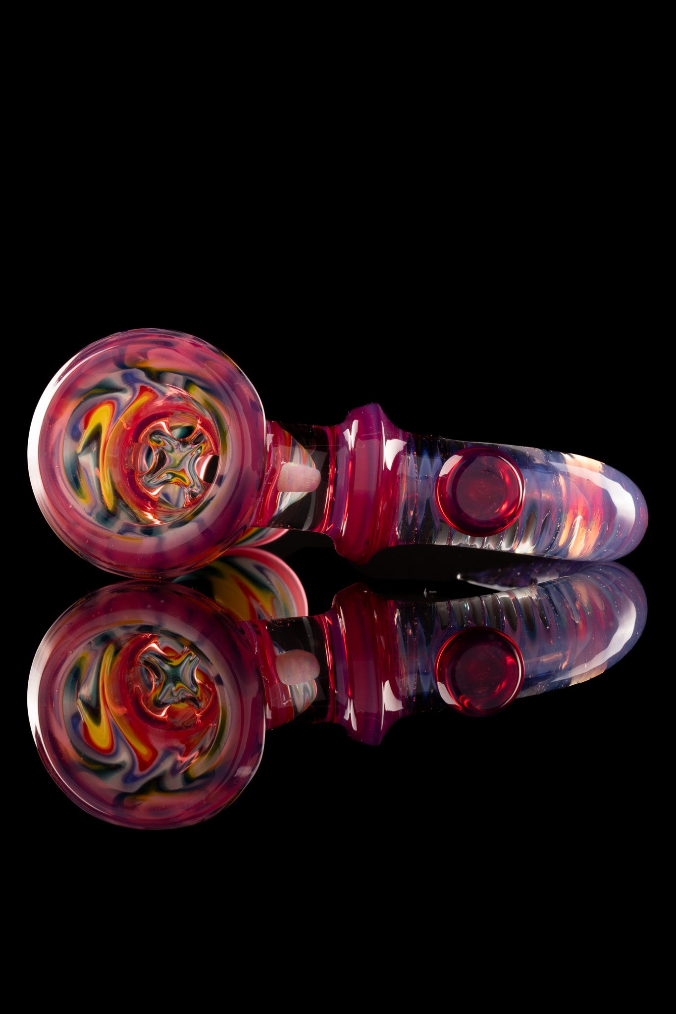 Jamms Glass - 18mm 4 Hole Fully Worked Slide - Telemagenta Encalmo