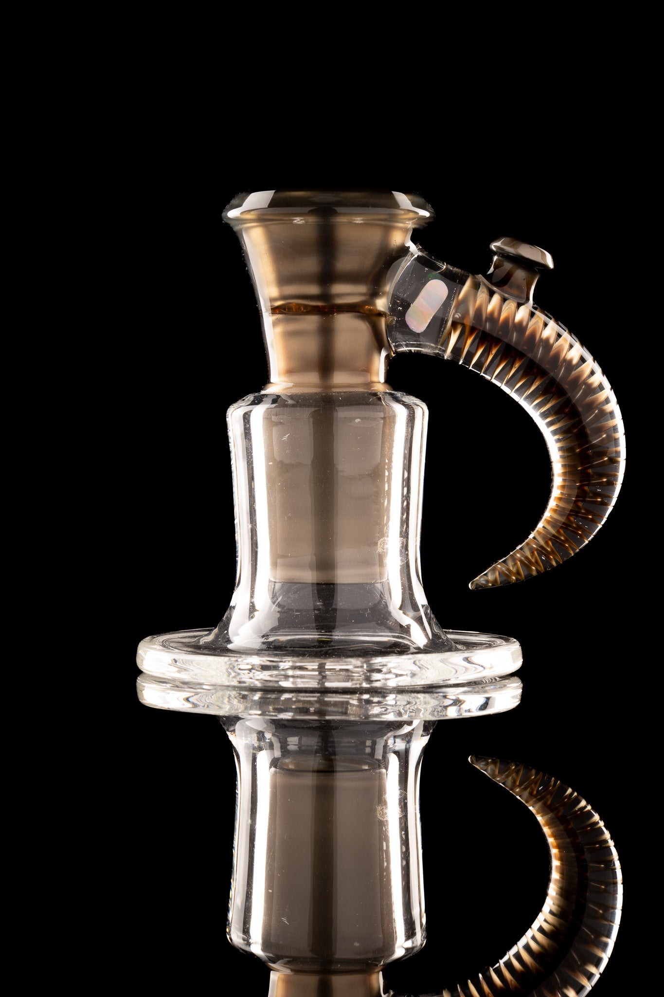 Jamms Glass - 18mm 4 Hole Fully Worked Slide - Electrum w/ opal and cane