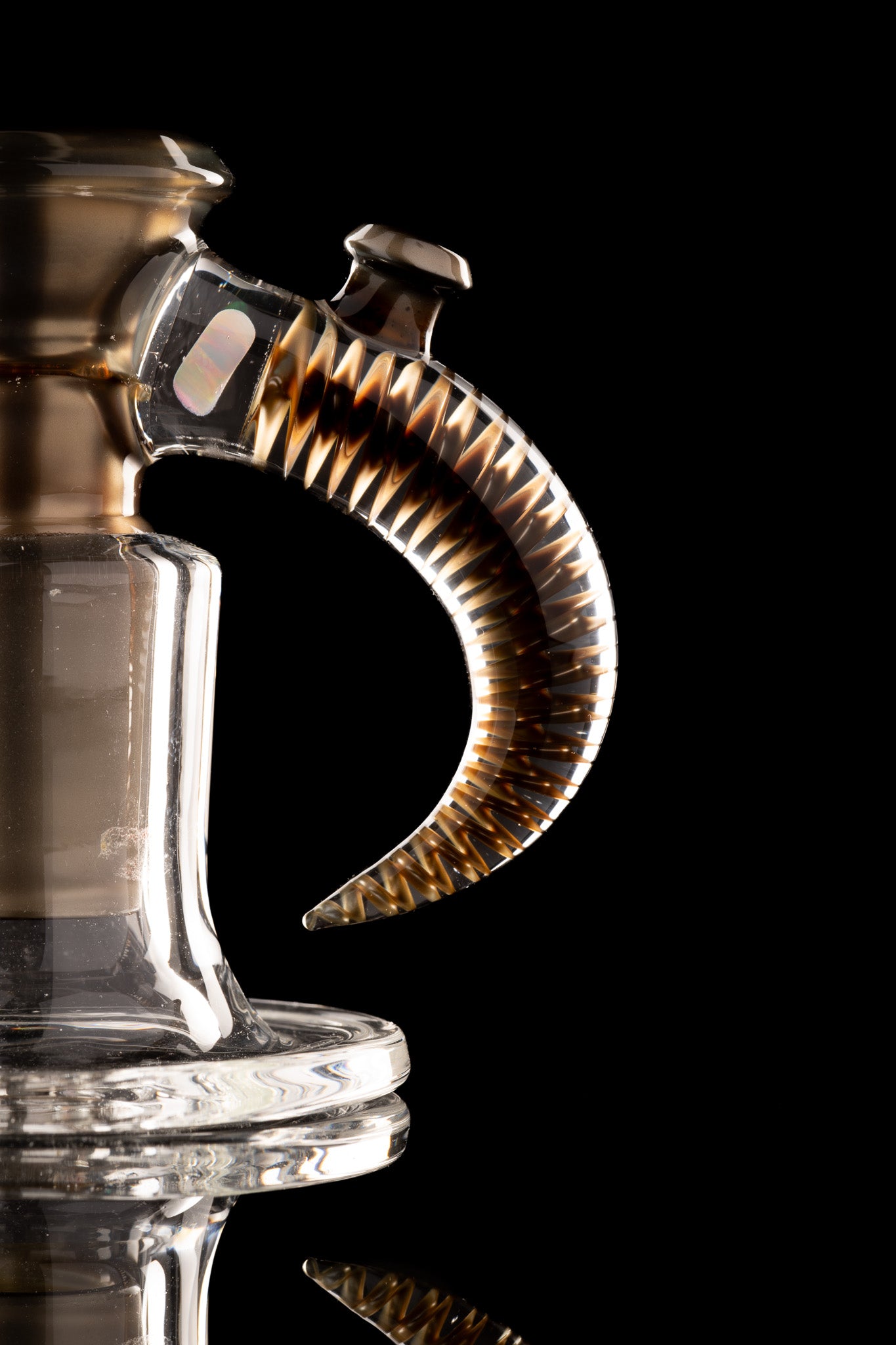 Jamms Glass - 18mm 4 Hole Fully Worked Slide - Electrum w/ opal and cane