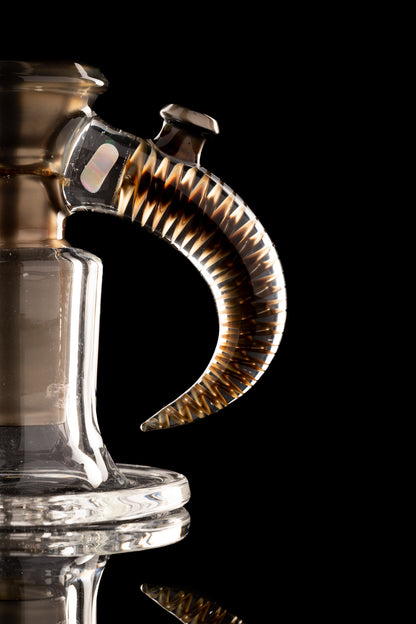 Jamms Glass - 18mm 4 Hole Fully Worked Slide - Electrum w/ opal and cane