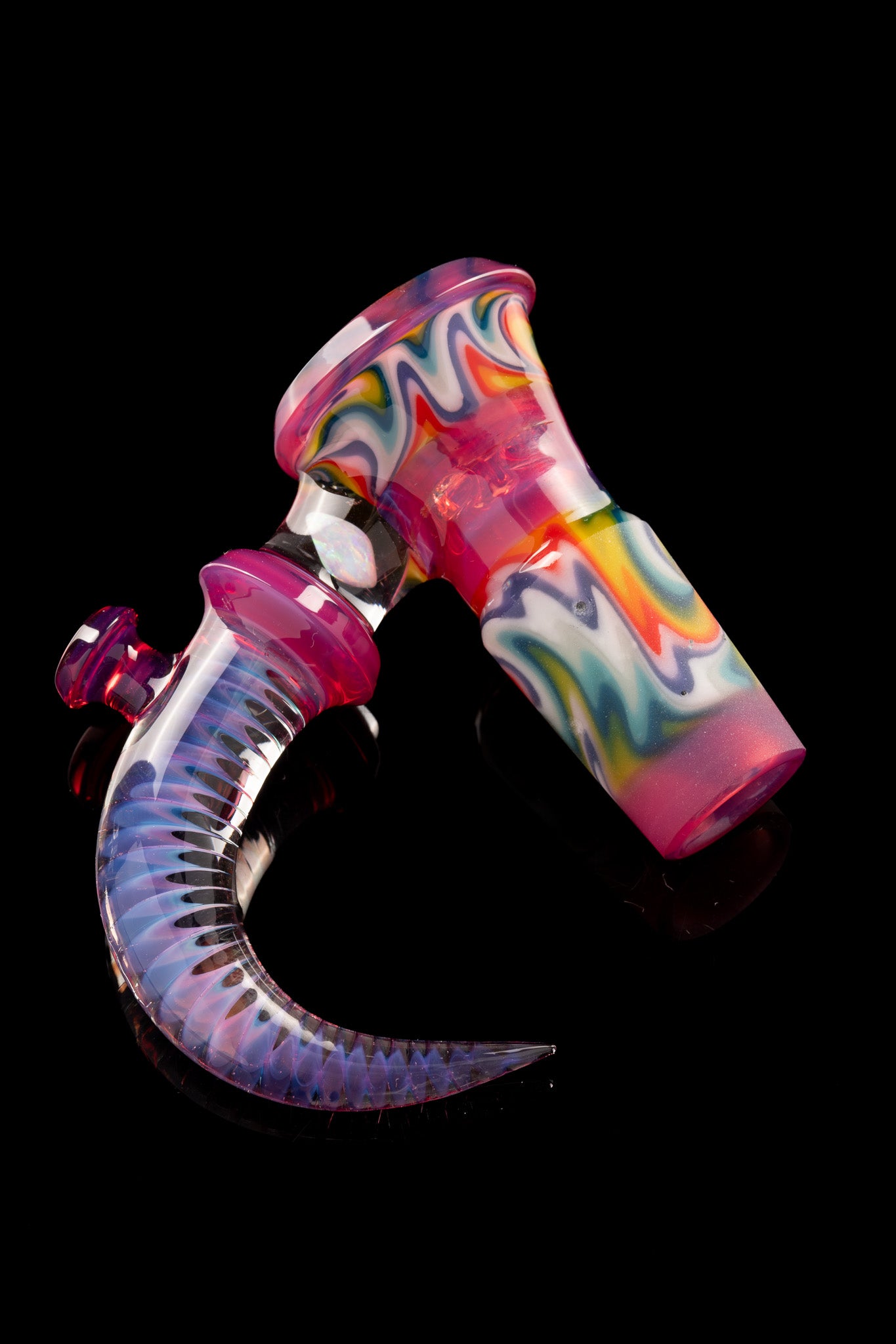 Jamms Glass - 18mm 4 Hole Fully Worked Slide - Telemagenta Encalmo