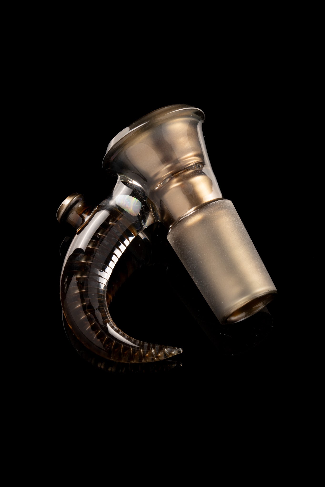 Jamms Glass - 18mm 4 Hole Fully Worked Slide - Electrum w/ opal and cane