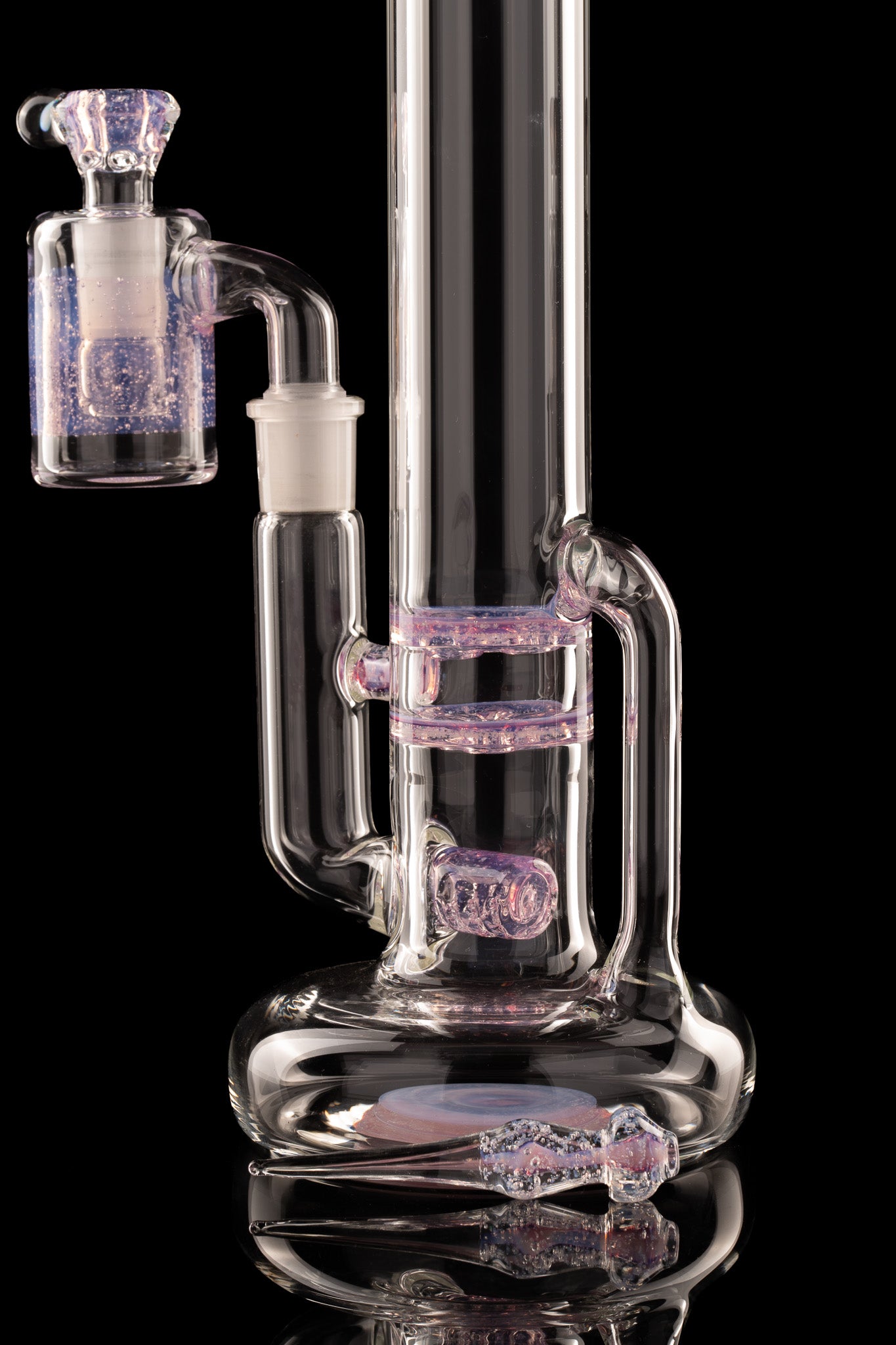 Green Belt Glass - CA Hollow Foot Blooper - Mint and White Crushed Opal over royal jelly over ghost - Matching Ash Catcher,  Bowl, and Poker