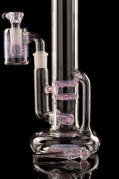 Green Belt Glass - CA Hollow Foot Blooper - Mint and White Crushed Opal over royal jelly over ghost - Matching Ash Catcher,  Bowl, and Poker