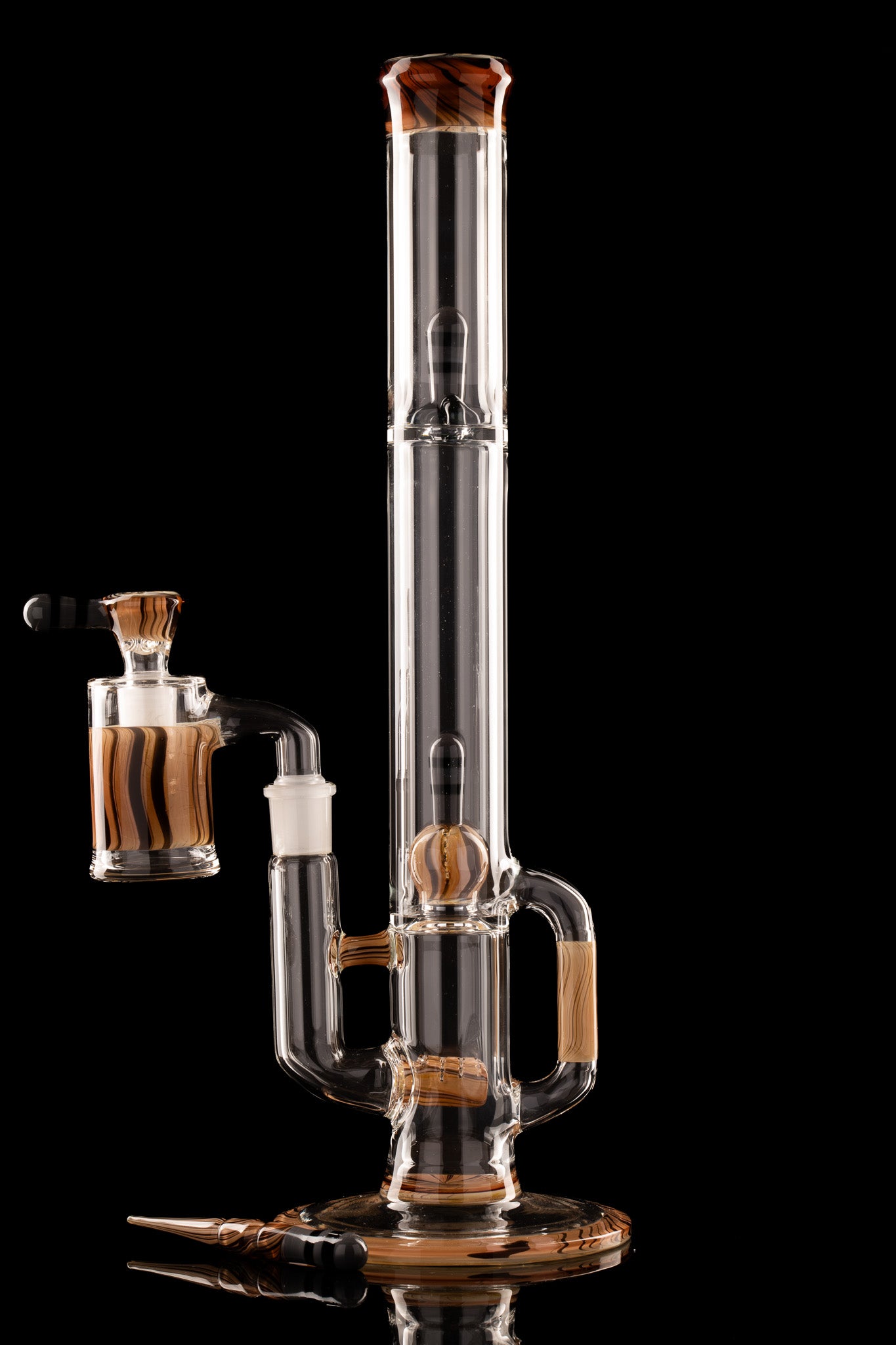 Green Belt Glass - CA Imperial w/ Drain - Woodgrain - Matching Bowl, ash catcher, and Poker