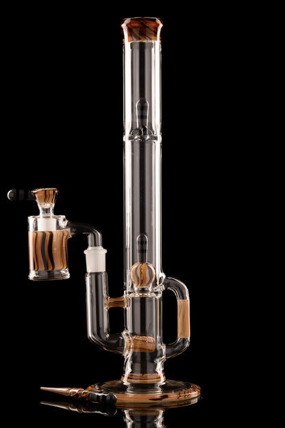 Green Belt Glass - CA Imperial w/ Drain - Woodgrain - Matching Bowl, ash catcher, and Poker
