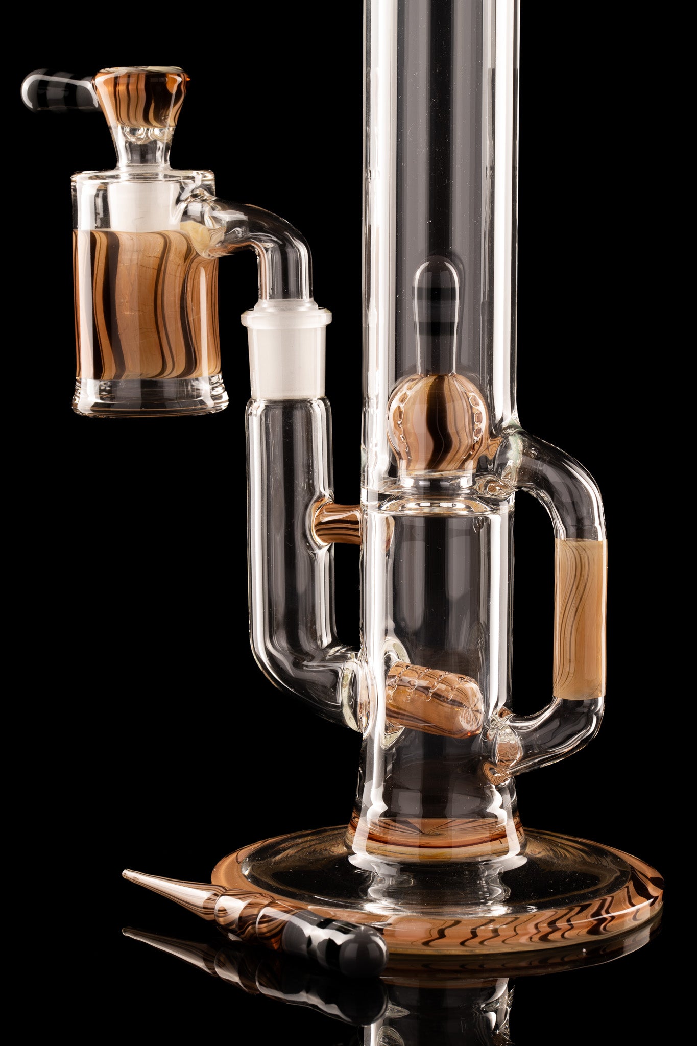 Green Belt Glass - CA Imperial w/ Drain - Woodgrain - Matching Bowl, ash catcher, and Poker