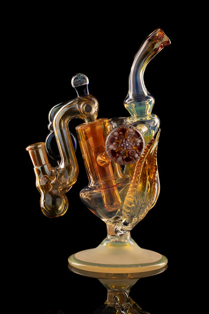 Oleg - Fumed 14mm Worked Recycler W/ Matching Dropdown