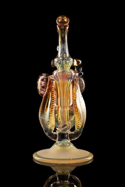 Oleg - Fumed 14mm Worked Recycler W/ Matching Dropdown