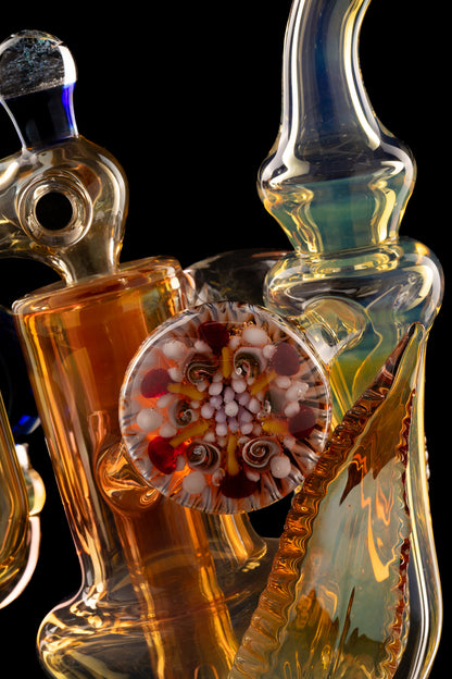 Oleg - Fumed 14mm Worked Recycler W/ Matching Dropdown