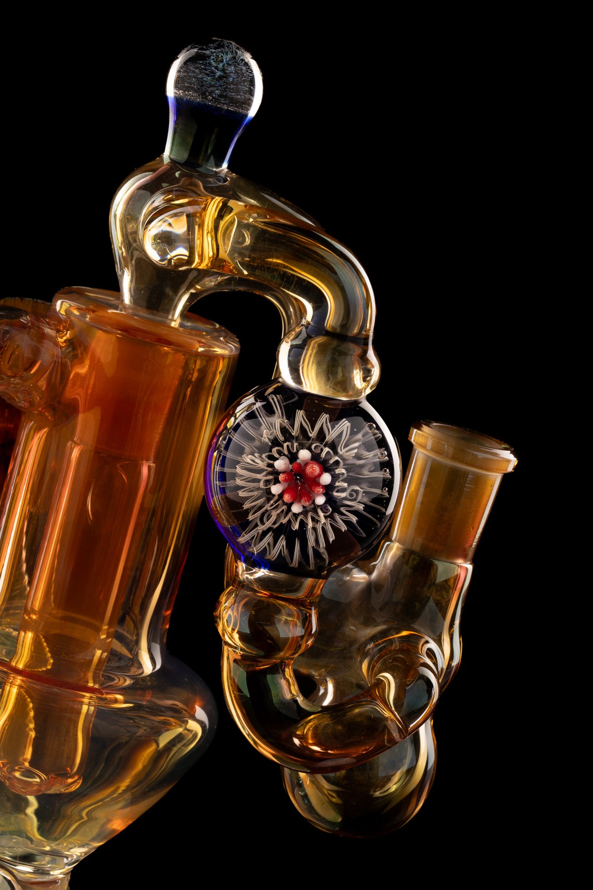 Oleg - Fumed 14mm Worked Recycler W/ Matching Dropdown
