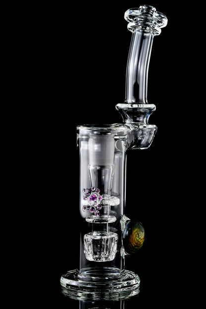 Discobox Glass - Clear Flower Tower W/ Purple Accents