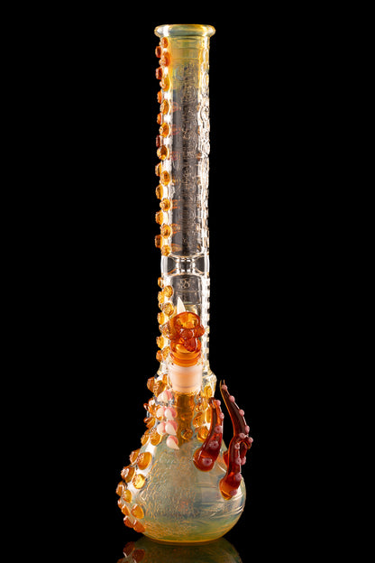 Salt Glass x Governmint Glass - Fully Worked Dome Beaker W/ Dome Perc - Orange