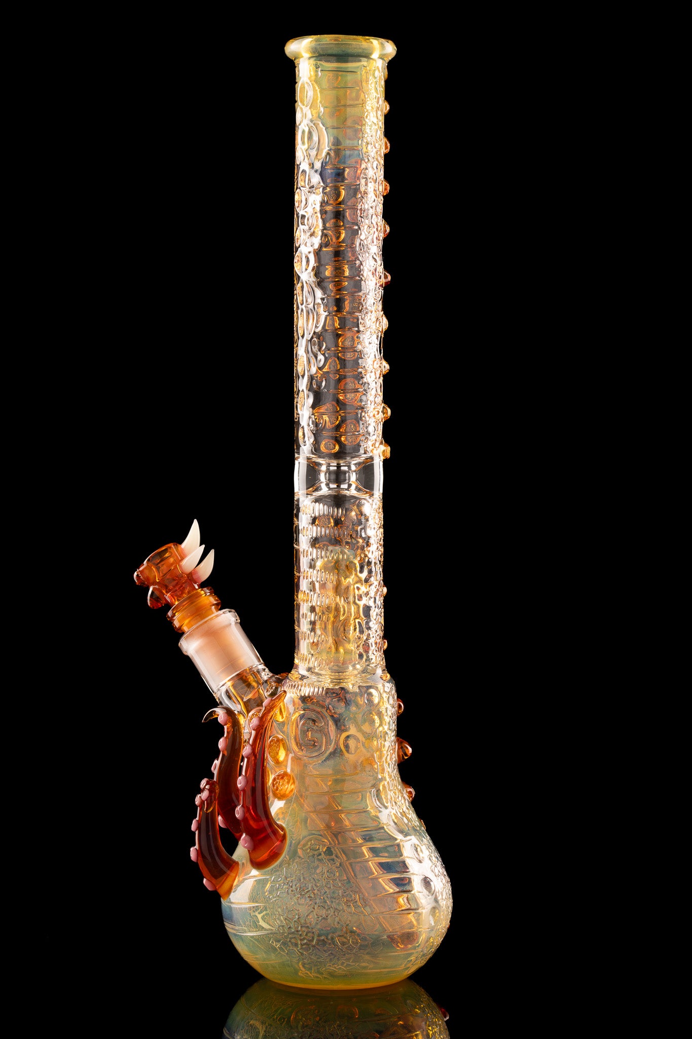 Salt Glass x Governmint Glass - Fully Worked Dome Beaker W/ Dome Perc - Orange
