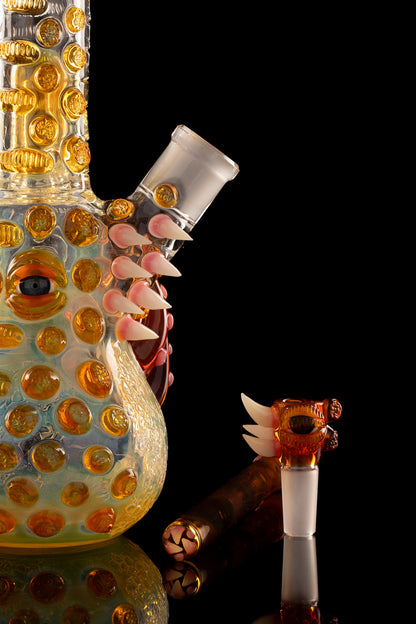 Salt Glass x Governmint Glass - Fully Worked Dome Beaker W/ Dome Perc - Orange