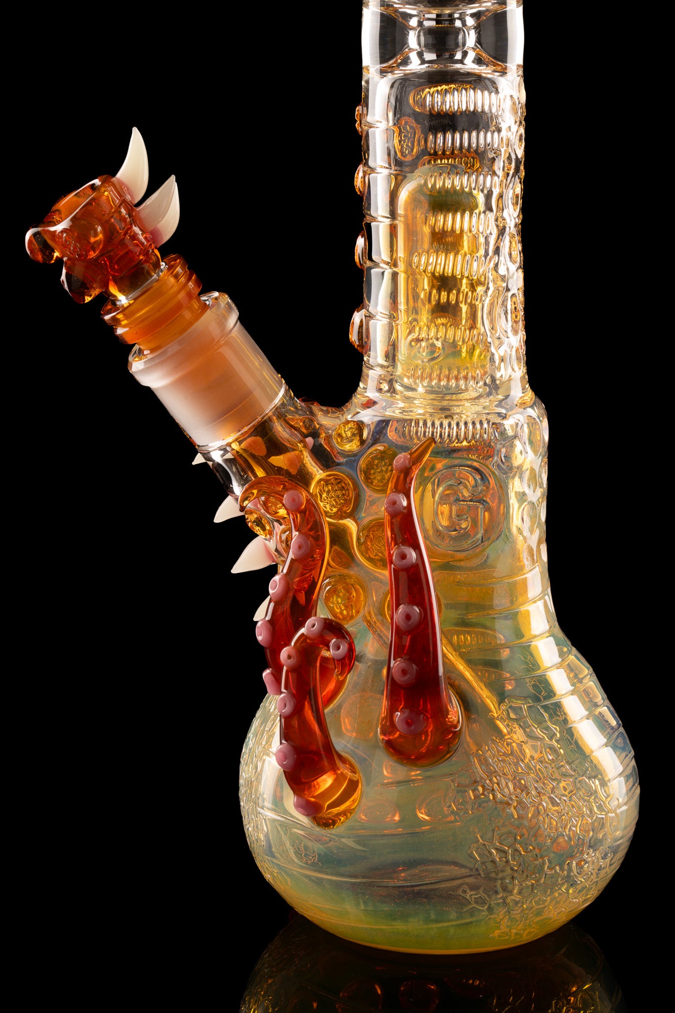 Salt Glass x Governmint Glass - Fully Worked Dome Beaker W/ Dome Perc - Orange