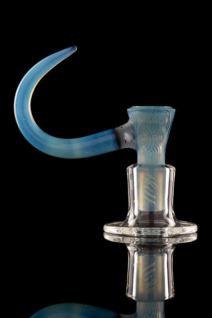 Thill Glassworks - 18mm 4-Hole Carved 2-Tone Full Colour Slide w/Opal - Blue Stardust/Ghost