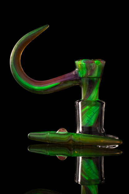 Thill Glassworks - 18mm 4-Hole Full Work Slide w/Poker - Colour Chaos (UV) over Electrum