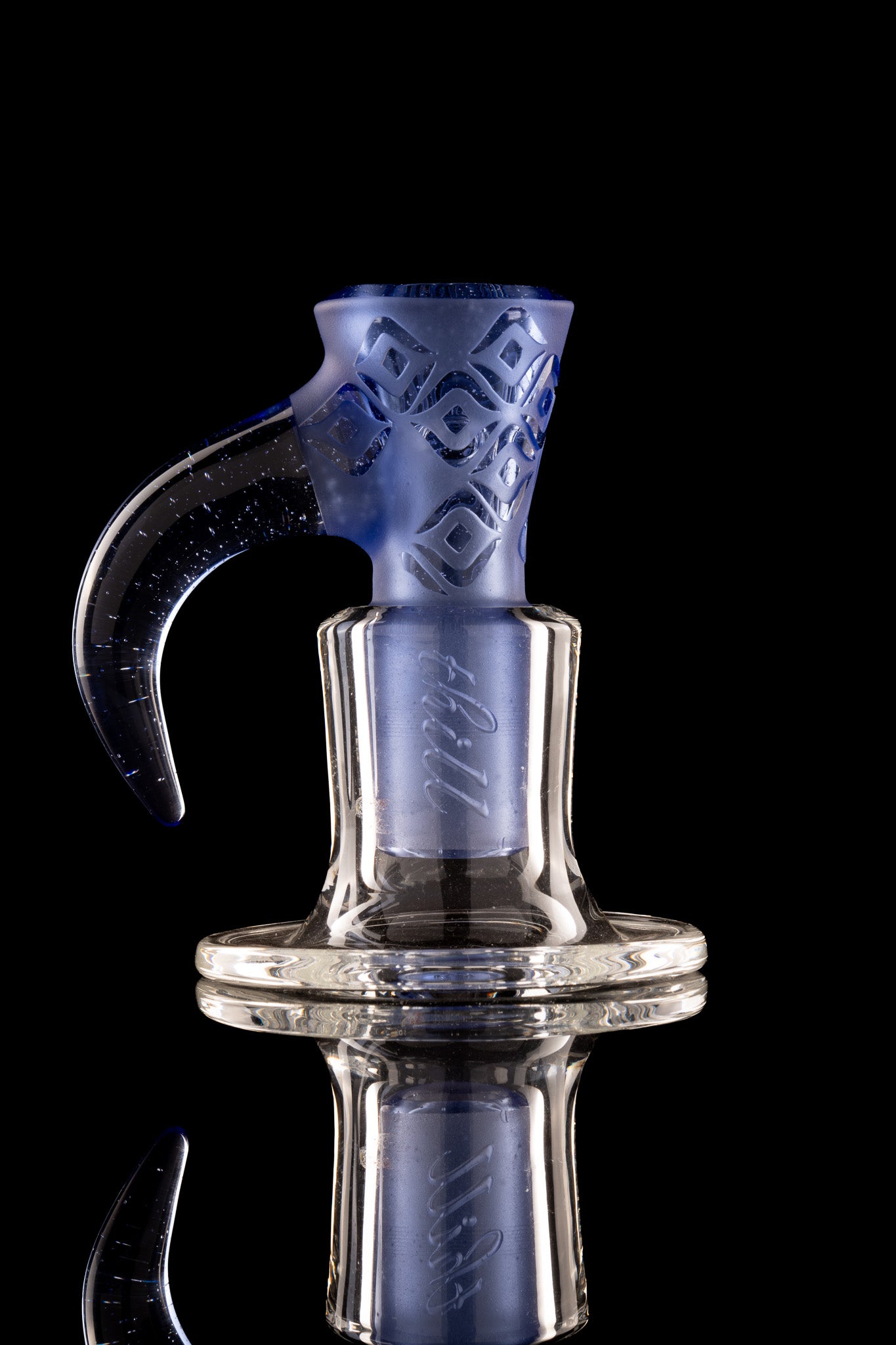 Thill Glassworks - 18mm 4-Hole Carved Full Colour Down Horn Slide - Firewater (UV)