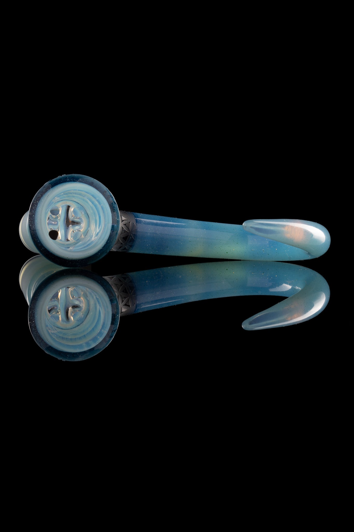 Thill Glassworks - 18mm 4-Hole Carved 2-Tone Full Colour Slide w/Opal - Blue Stardust/Ghost