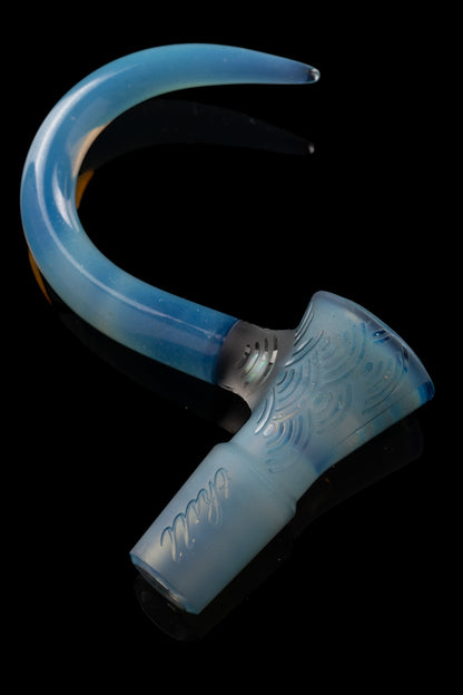 Thill Glassworks - 18mm 4-Hole Carved 2-Tone Full Colour Slide w/Opal - Blue Stardust/Ghost