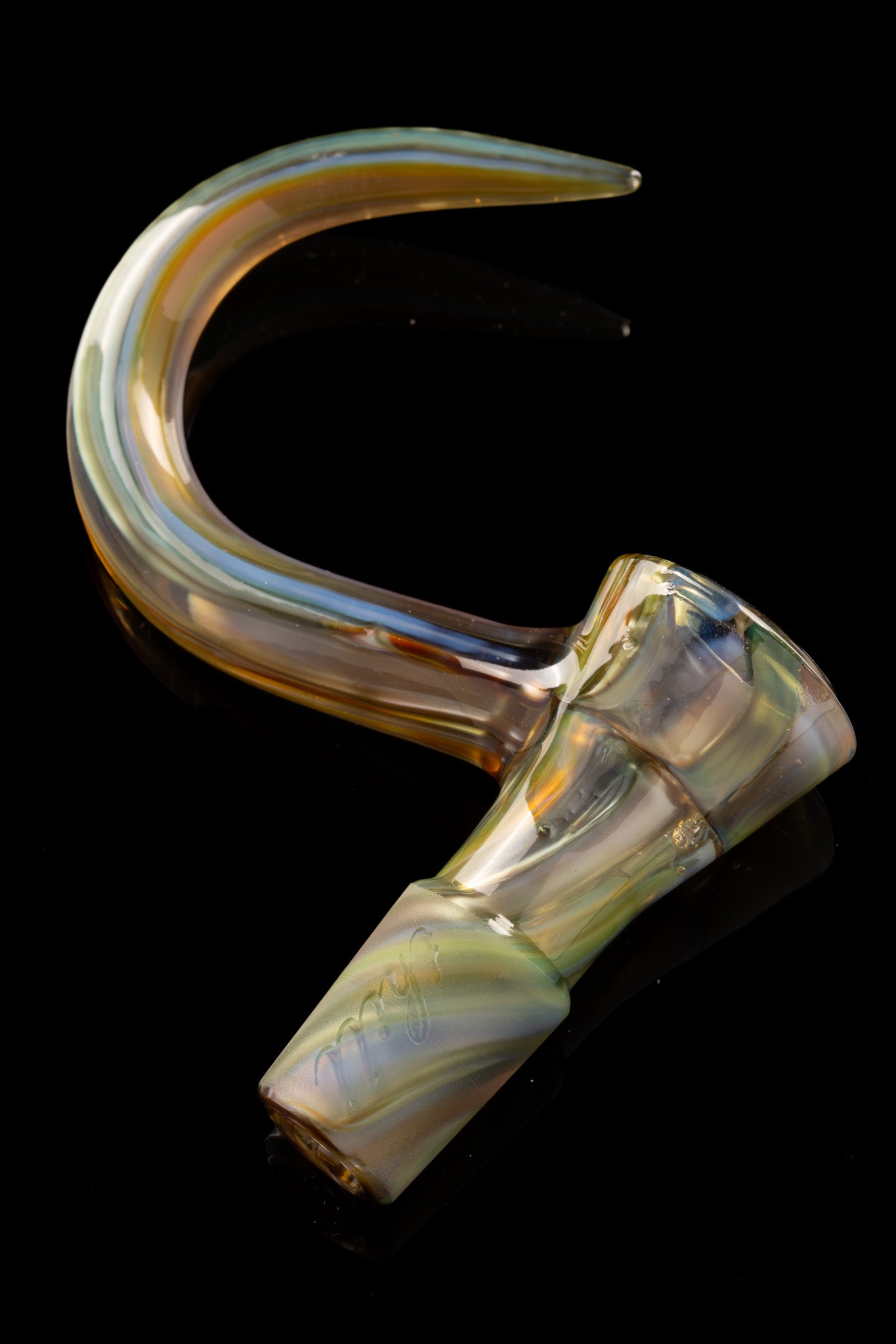 Thill Glassworks - 18mm 4-Hole Full Work Slide w/Poker - Colour Chaos (UV) over Electrum