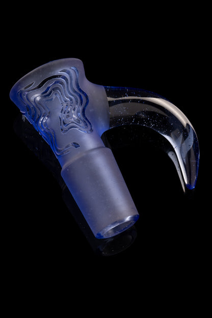 Thill Glassworks - 18mm 4-Hole Carved Full Colour Down Horn Slide - Firewater (UV)