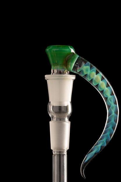 Asu Glass - 18mm 3-Hole Accented Zanfirico Horn Slide - Wintergreen