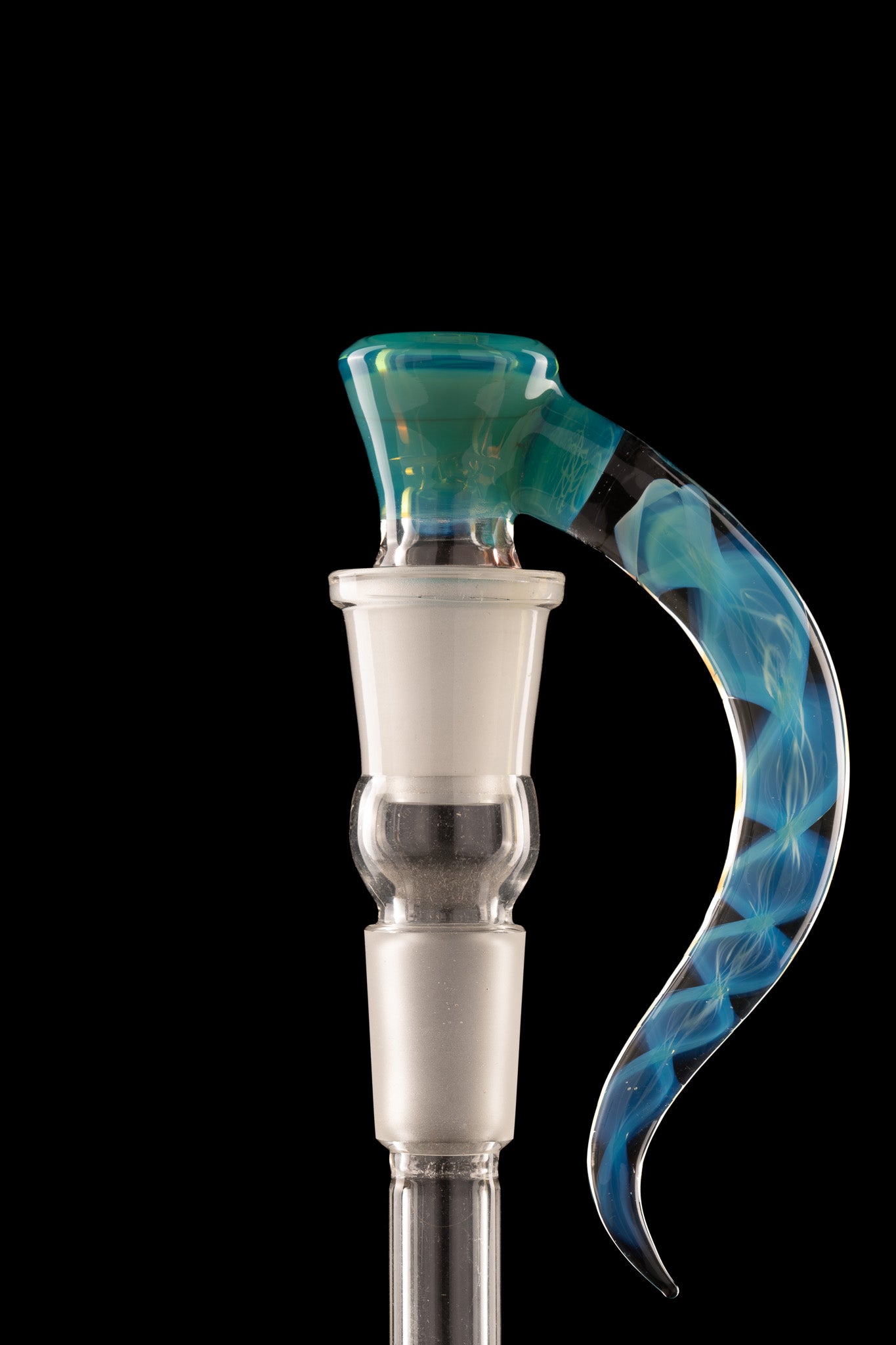 Asu Glass - 18mm 3-Hole Accented Zanfirico Horn Slide - Marina